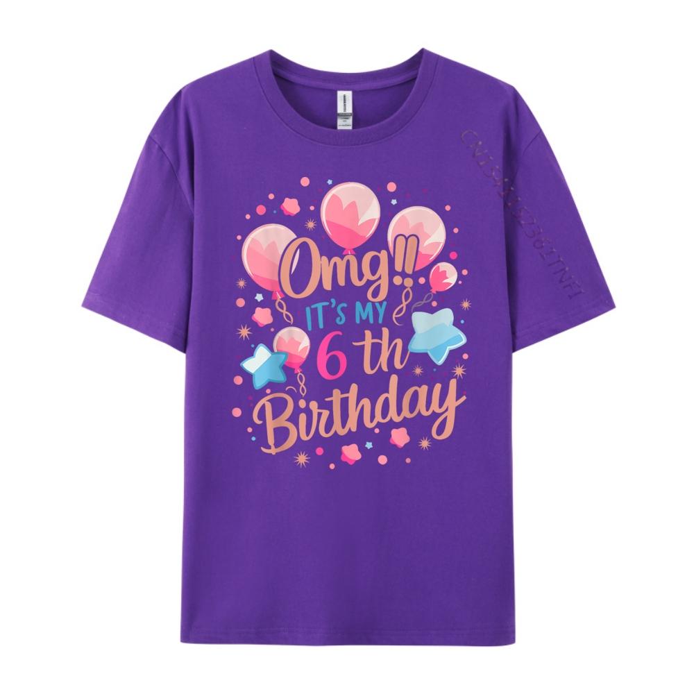 Kids Omg It My 6th Birthday Girls Funny Shirt Fashionable and Trendy T Shirt Mens Clothing Mardi Gras