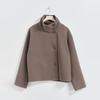 2025 Autumn Jackets Women Casual Loose Stand Neck Long Sleeve Single Breast Short Jacket Fashion Solid Lady Warm Outwear