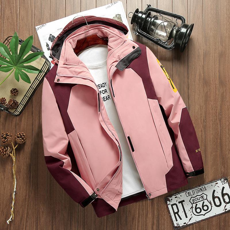 Three-in-one Thickened Fleece Jacket Casual Outdoor Sports Color Matching Jacket