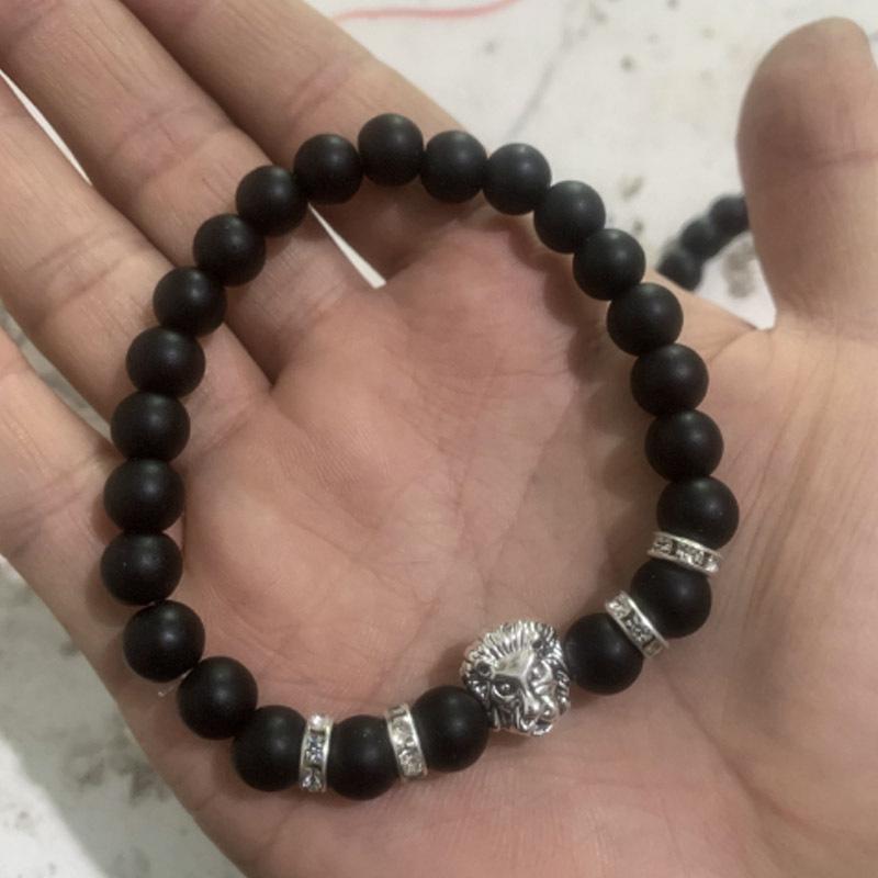 Introducing: Elegant Tiger Eye Stone Big Crown Bracelet with Agate Frosted Beads - European and American Fashion Statement Jewelry.