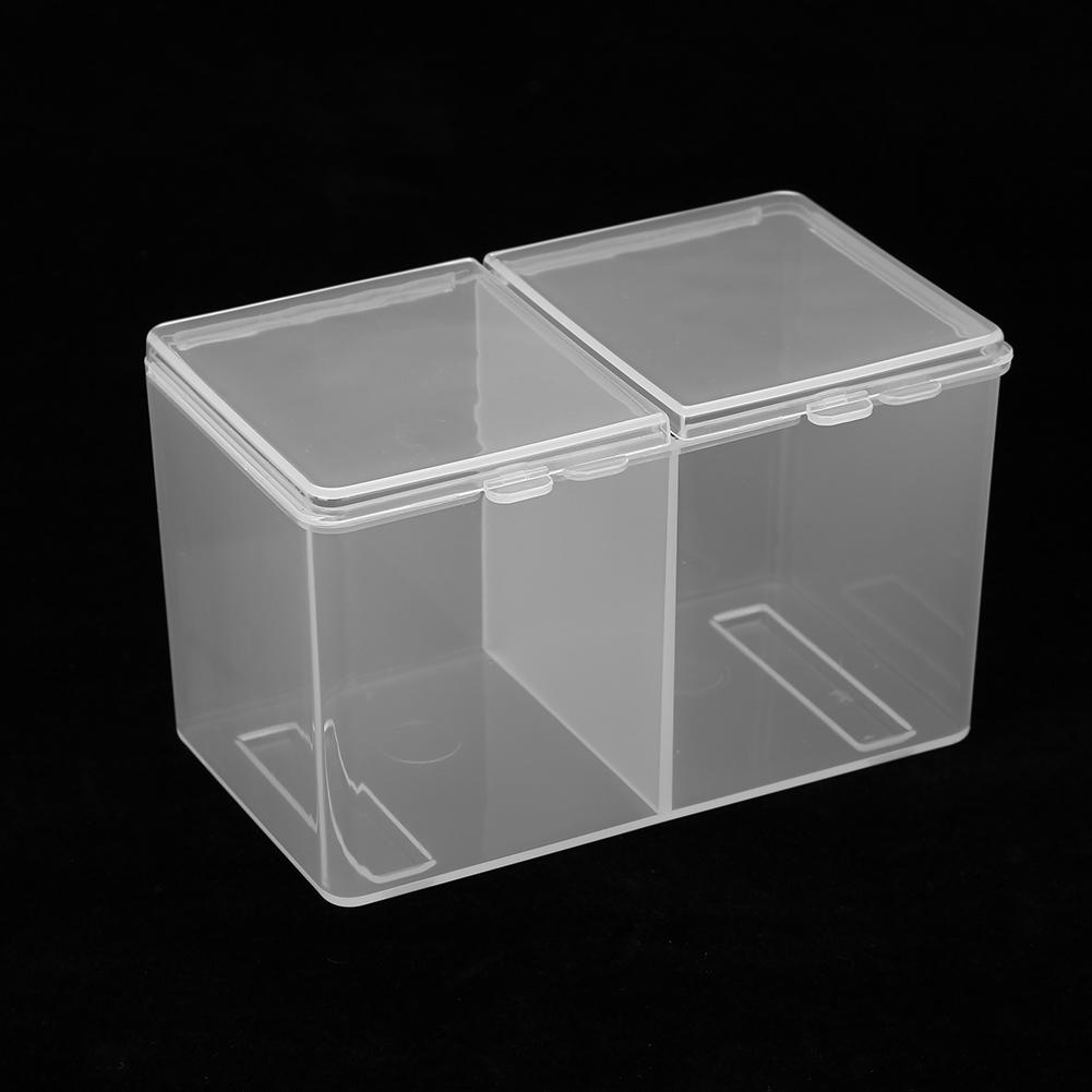 2 Grids Cotton Pads Swabs Container Nail Polish Glitter Powder Organizer Storage Box