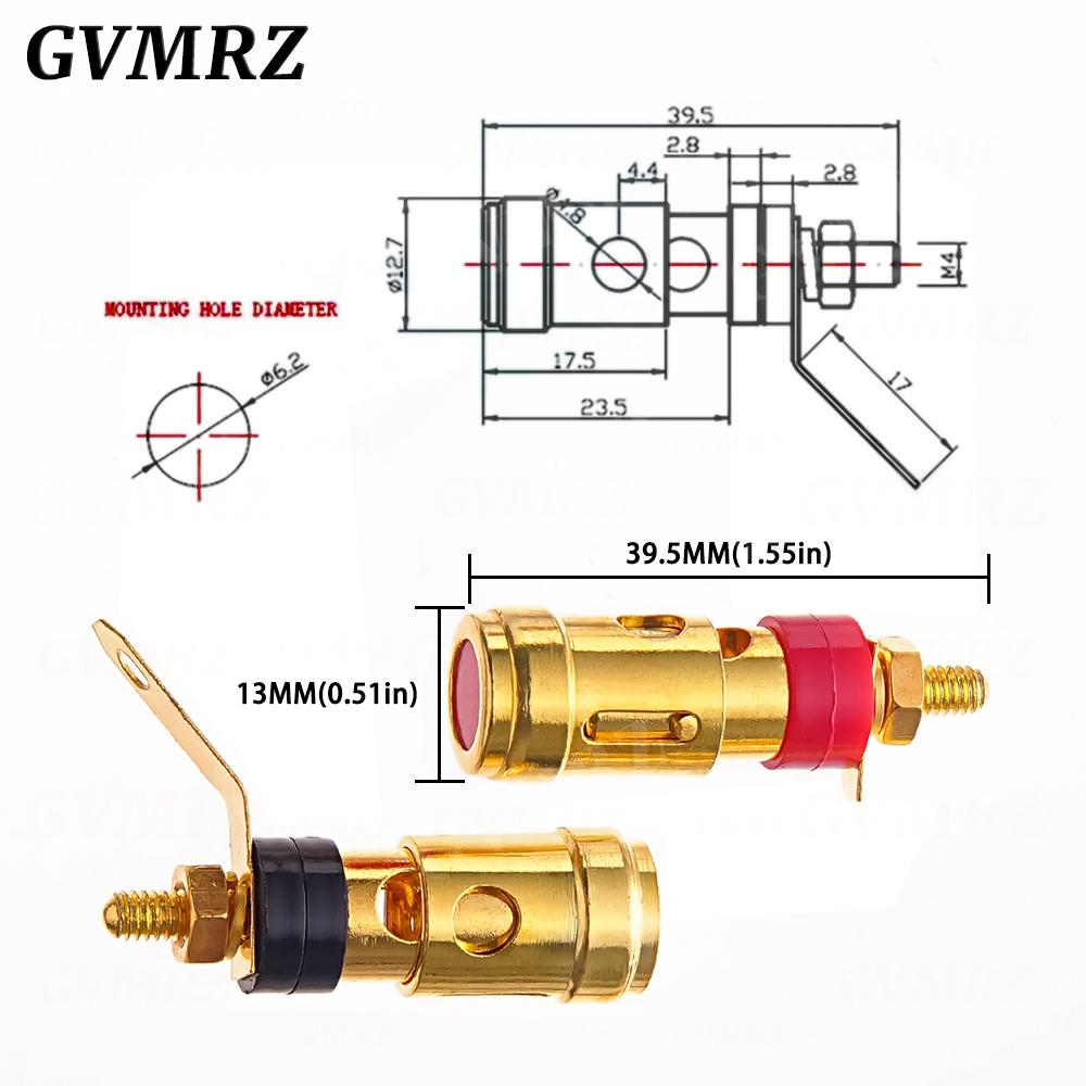 2PCS Gold-Plated Push-Type Spring Terminal Speaker Amplifier Spring Self-Locking Socket Push-Type Terminal
