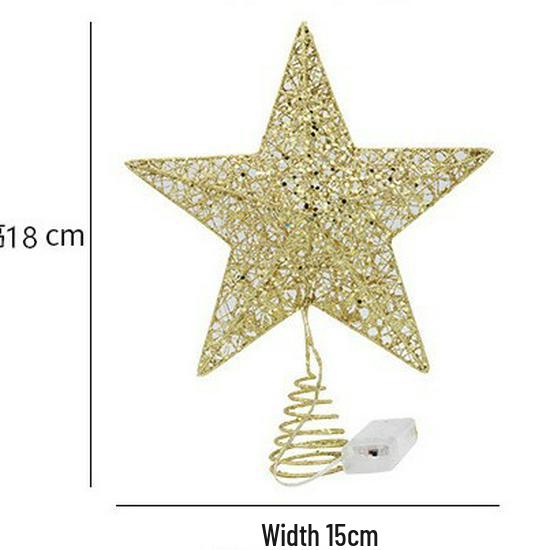 LED Lit Five-Pointed Star Christmas Tree Topper Ornament