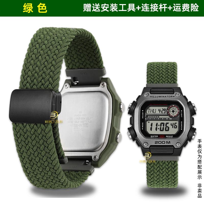 FOR Casio Small Square DW-291H/DW-290 W-218H/W-219H Series Modified Woven Nylon Canvas Watch Strap Accessories for Men and Women