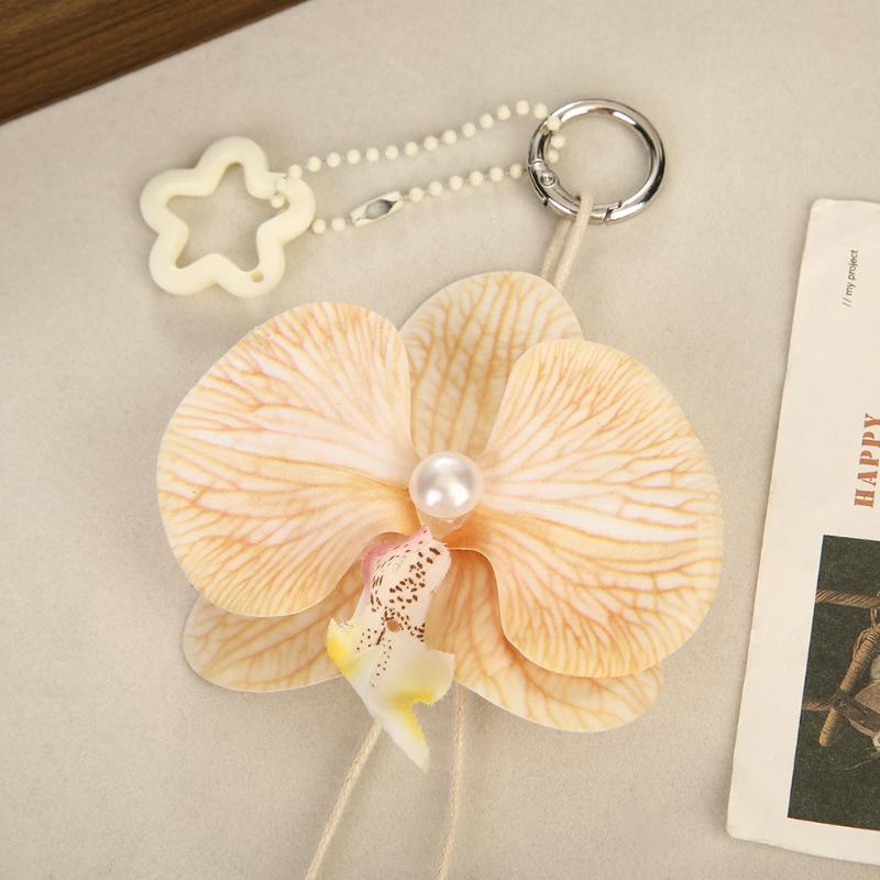 Simulation Flower Orchid Lily Keychain Backpack Decoration Colorful Flower Bag Pendant Butterfly Orchid Keychain