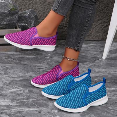 Frühling und Herbst Neue Lässige Einzelschuhe Fliegendes Strick Flache Sohle Atmungsaktiv Lässige Damenschuhe Fuß Mesh Außenhandel Übergröße Break Spot Sin