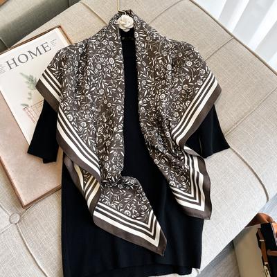 Seidenes quadratisches Tuch für Damen Satinschals Halstuch Freizeitschals Bandana Haar Hjiab 90*90Cm Luxus Vielseitig Mode