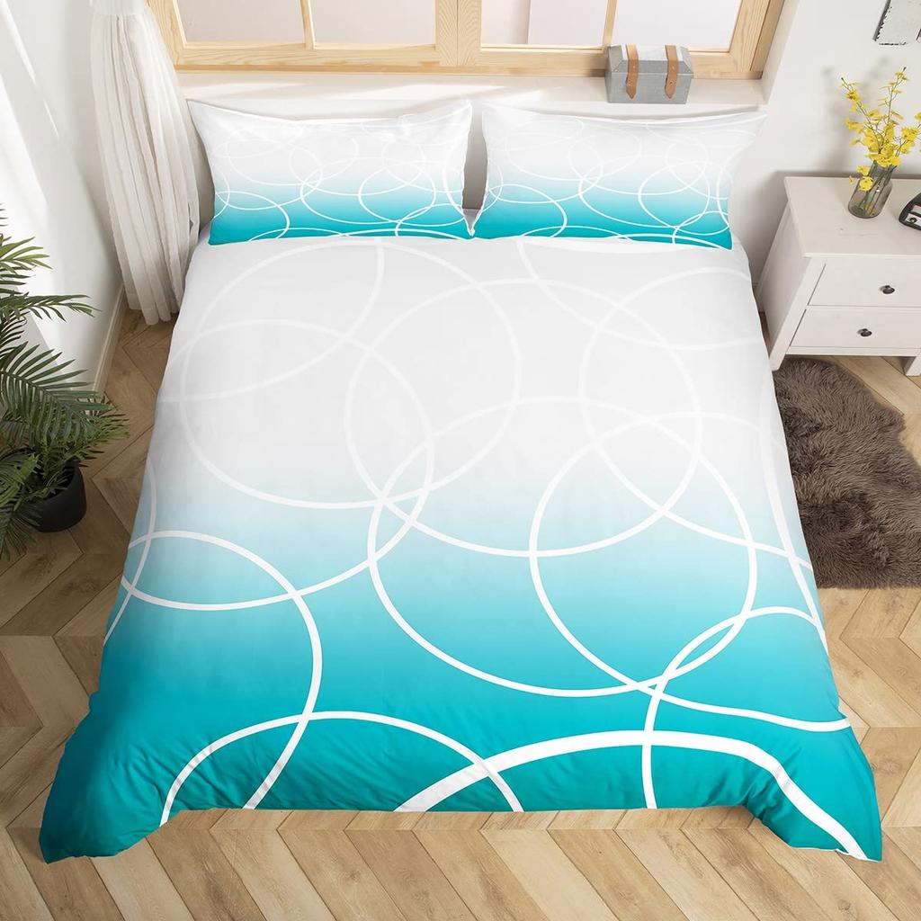 Geometry Duvet Cover Set Simple Circles Grid Pattern Comforter Cover Microfiber Geometric Shape Bedding Set for Boys Adult Gift