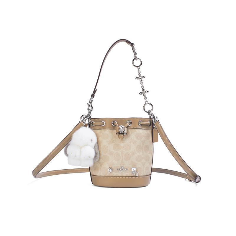 

COACH handbag [Customized bag] Dempsey velvet bunny diamond, small flower, bunny pendant, love Velvet Rabbit Xin Diamond Basic Pack (Pack + Dust Bag) коричневий