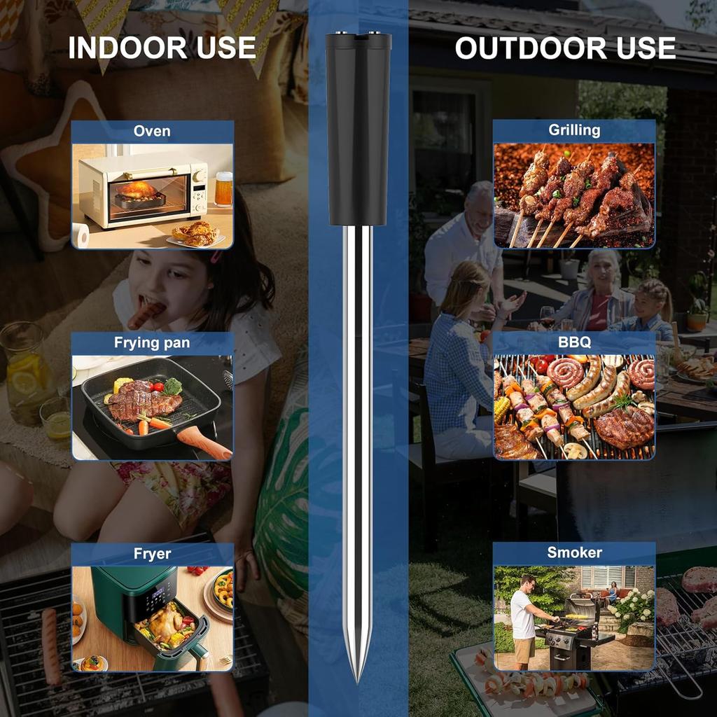 Wireless Meat Thermometer Bluetooth with Ceramics Probe for Grilling/Cooking Waterproof Digital Oven Food Thermometer with 600Ft Range Perfect for