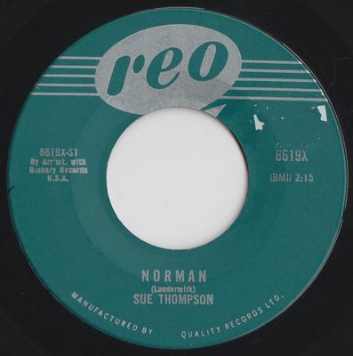 7inch Record SUE THOMPSON - Norman 8619X REO 1961 Canada Rock Used