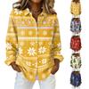 Damen Casual Strickjacke mit Weihnachtsdruck, Langarm, für festliche Feiertagskleidung