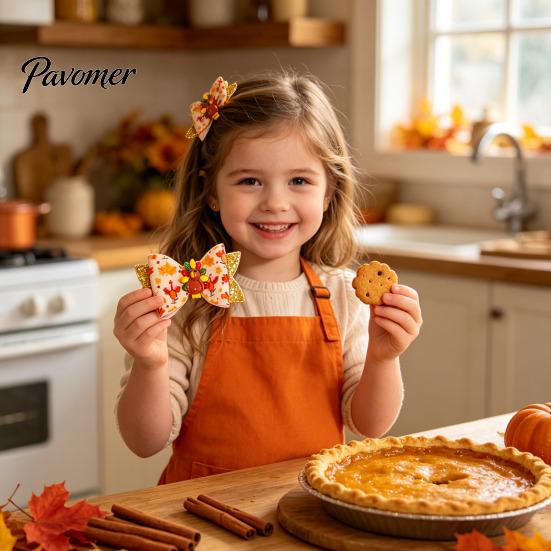 Festival Style Hair Accessories Thanksgiving Turkey Bow Clip for Girls, Decorative Pins, Cute Cartoon Clips Double Layer Glitter Clip, Autumn Holiday