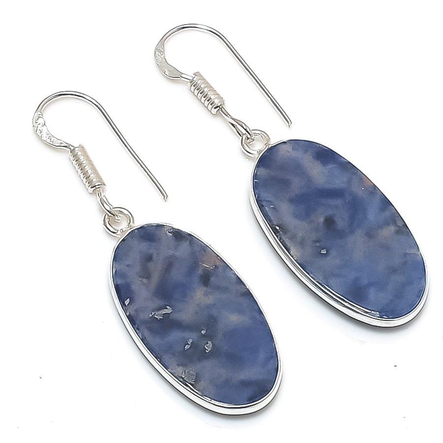 

Серьги из стерлингового серебра 925 пробы с натуральным содалитом 1,73 дюйма y9V18