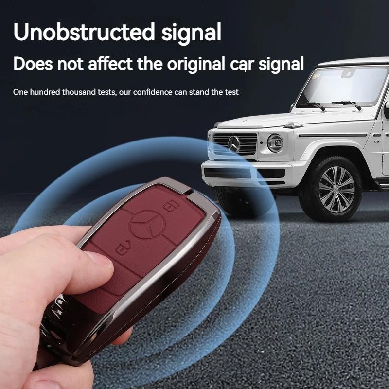 1pcs Leather Car Smart Key Case Cover Shell Fob Holder For Mercedes Benz A B C E S R-Class C43 CLA GLB GLC GLK SLK SL Vito W20