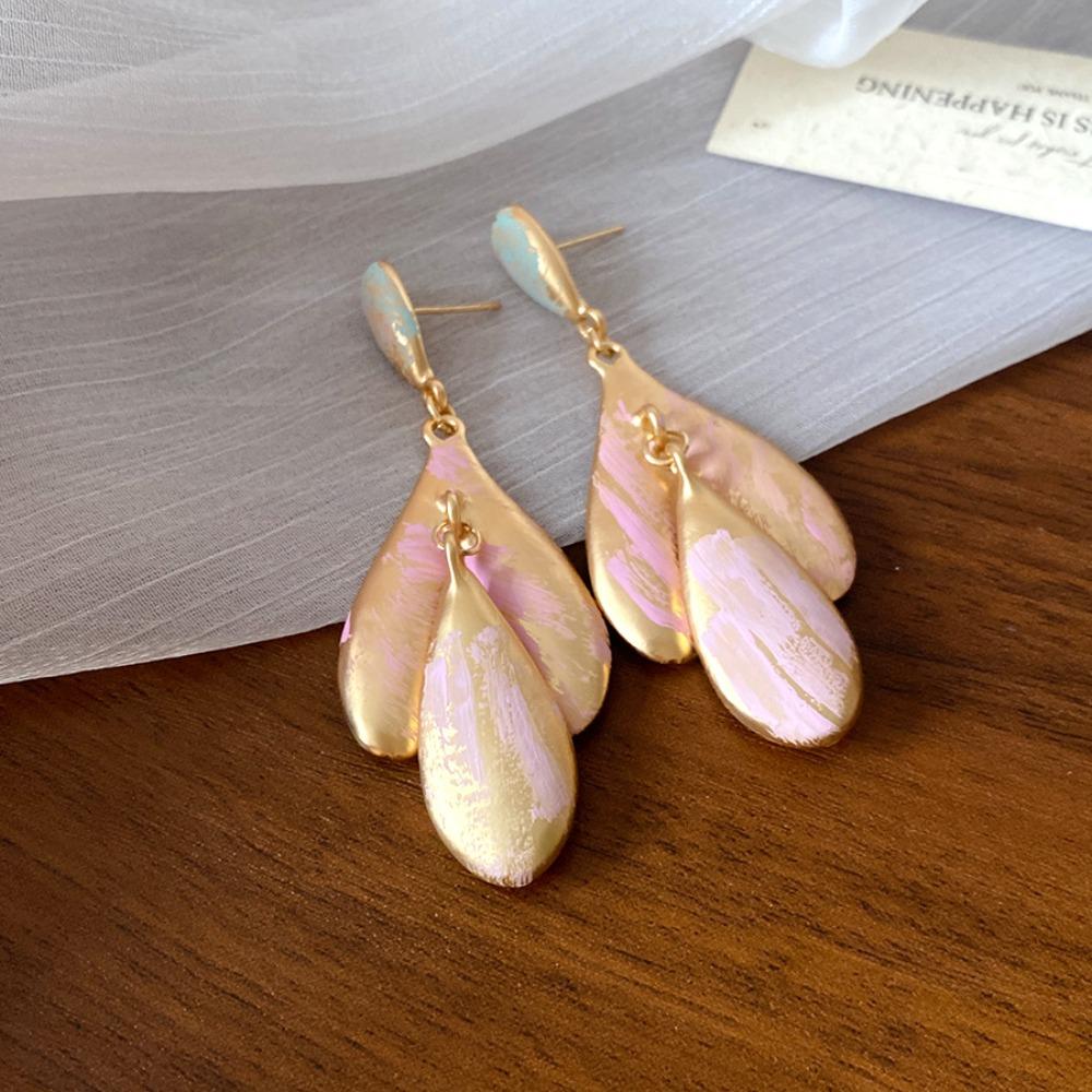 Sweet Oil Drop Flower Ear Studs Baroque Korean Style Earrings Enamel Flower Earrings  Jewelry