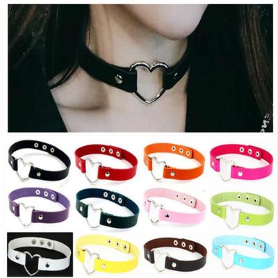 Harajuku Soft Girl Punk Style PU Leather Heart Choker Necklace