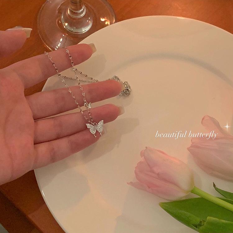 Korean Hot-Selling Long Tassel Bowknot Titanium Steel Necklace for Women: Light Luxury, Versatile, Exquisite Clavicle Chain