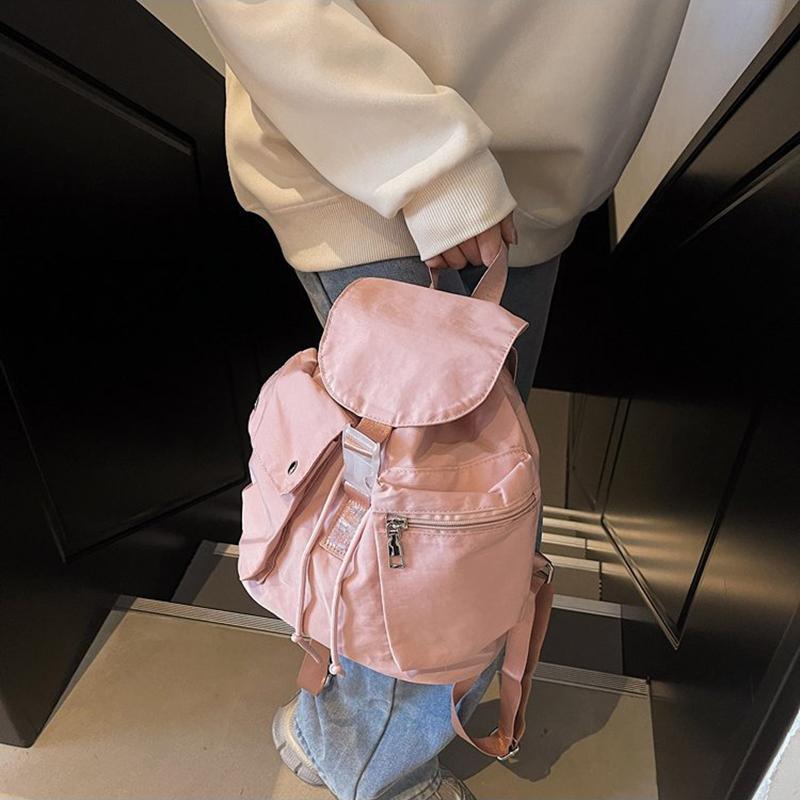 Women's Lightweight Nylon Candy Color Backpack Fashion Large Capacity Summer Travel Shoulder Bag Student Schoolbag For Outdoor Daily Use CLE