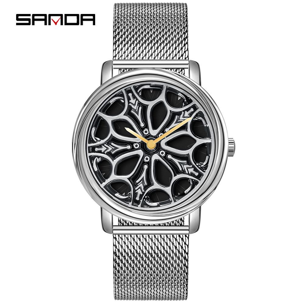 Sanda Meilleure Vente 1088 Montre pour Adolescent: Personnalisé, Cadran Rotatif 3D, Tendance, Quartz Étanche.