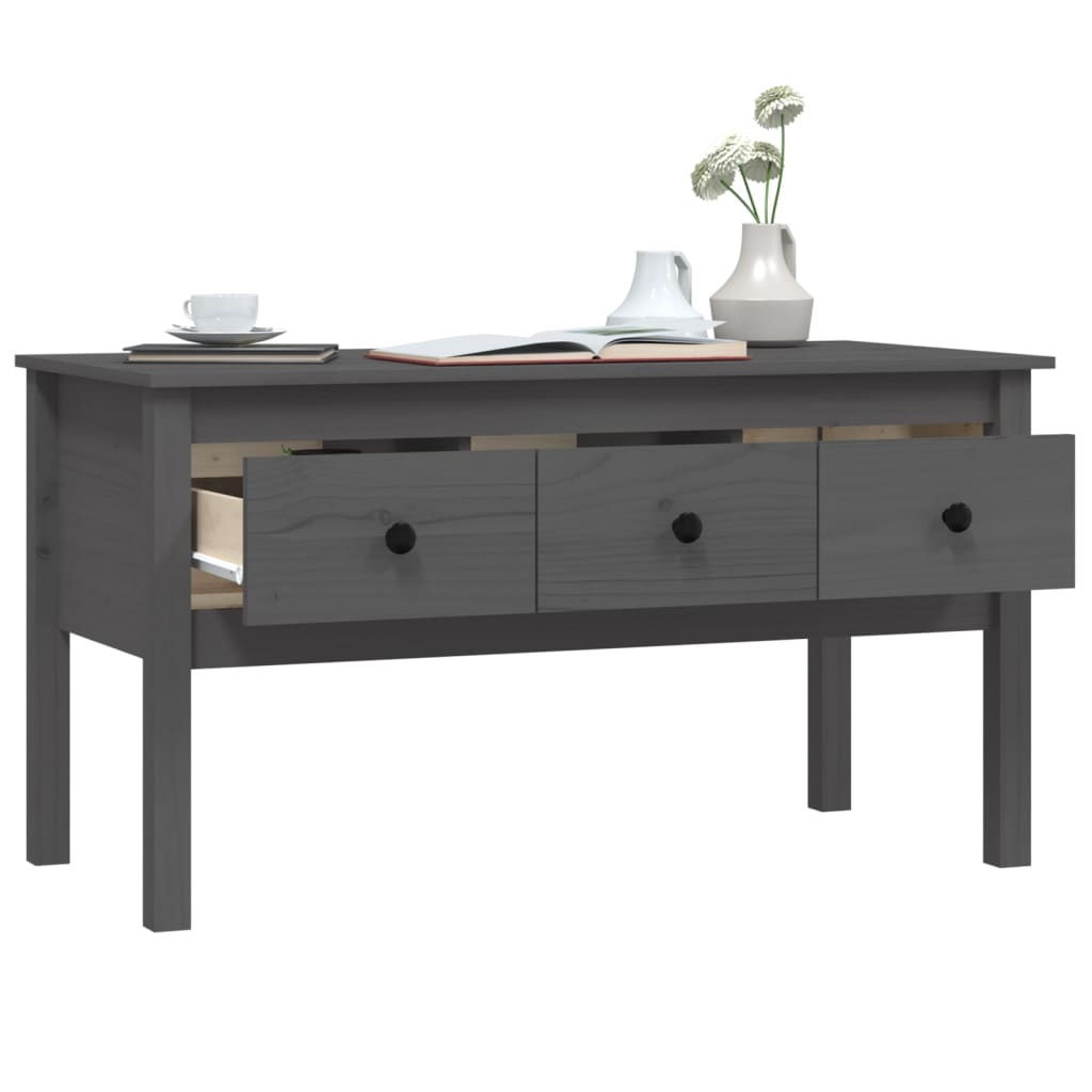 Vidaxl Stolik Kawowy, Szary, 102X49X55 Cm, Lite Drewno Sosnowe