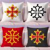 Region Occitania Occitan Cross Cushion Cover Plush Fabric Soft Double-Sided Printed Invisible Zipper Sofa Pillow Case Home Decor