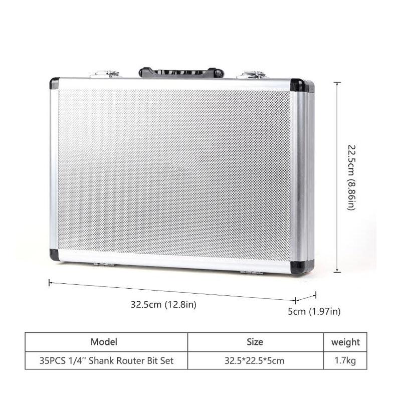 35PCS 1/4inch(6.35mm) Shank Tungsten Carbide Router Bit Set Wood Woodworking Cutter Trimming Knife Forming Milling