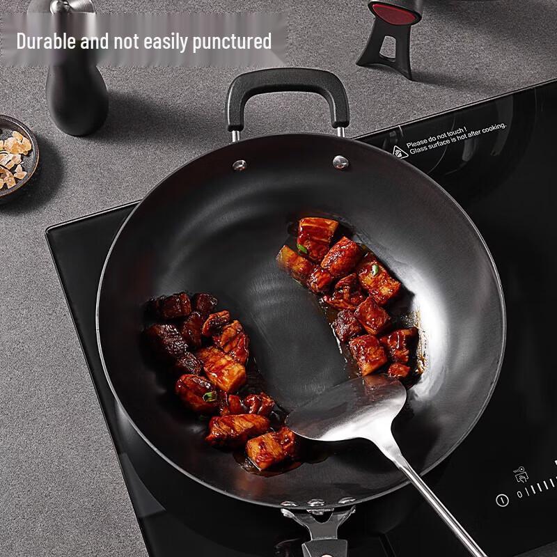 COOKER KING 32cm Cast Iron Non-Coated Stir-Fry Wok
