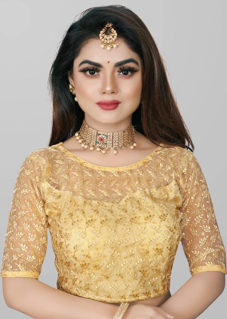 Blusa de Boda Pakistaní Cuello Redondo Choli Étnico para Mujer India Mangas Medias