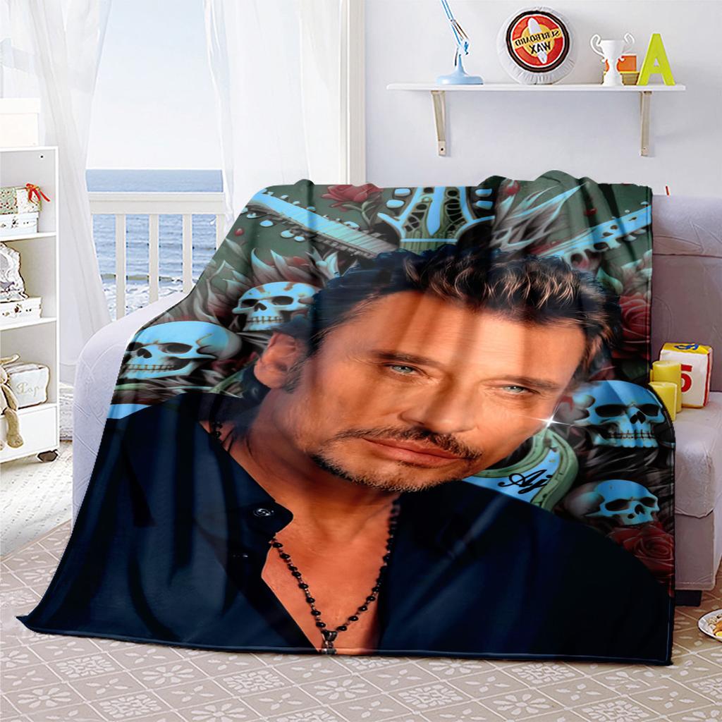 French legendary rock singer and actor Johnny Hallyday blanket soft home furnishing nap decoration four seasons warm Sherpa blanket U6