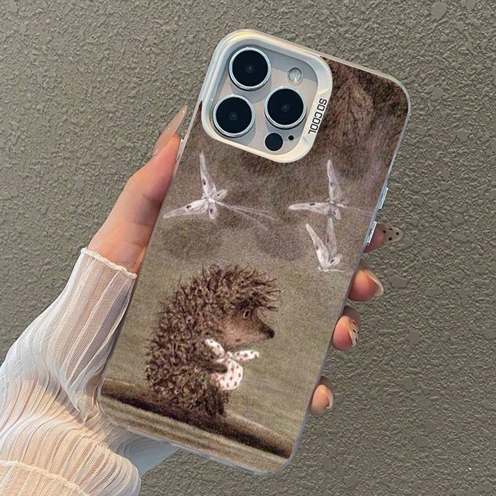 Bright Hedgehog In The Fog Silver Plated Inside Phone Case For iPhone 17 16 15 14 11 12 13 Pro Max Plus X XR XS Max Colored