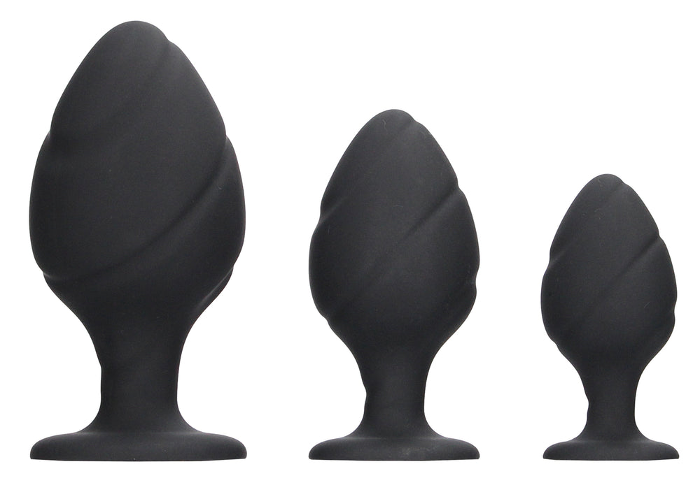 Lot de 3 plugs Swirled Silicone - Ouch! - Plugs Débutant & Kits