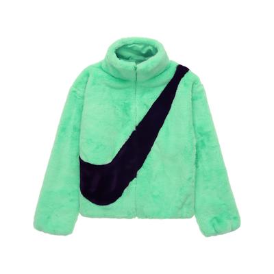 Odzież sportowa Duży Swoosh Ciepła kurtka ze stójką z długim rękawem Damska odzież wierzchnia Khaki-Zielony CU6559-328