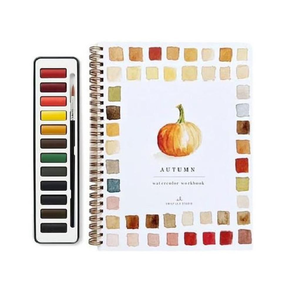 Watercolor Painting Kit with Paint Brushes and 12 Colors of Paint Spiral-Bound Pages Water Coloring Books Art Draw Sketch Books