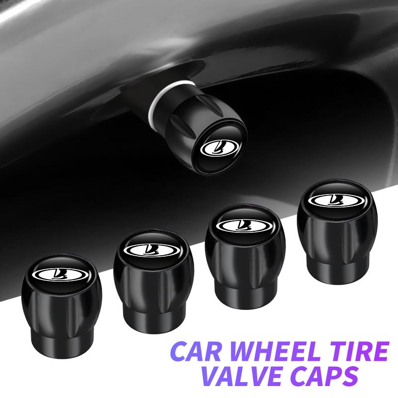 LZEP1 Car Tire Valve Caps Aluminum Alloy Valve Stem Tire Accessories For Lada Priora Kalina Granta Vesta Niva Largus Vaz Samara 2110