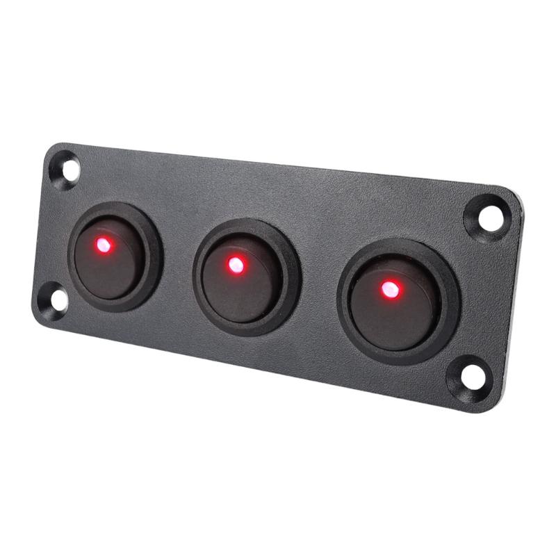 20A 12V Waterproof Red LED Illuminated Toggle Switch Panel for Auto and Marine Dashboards Applications Easy Installation