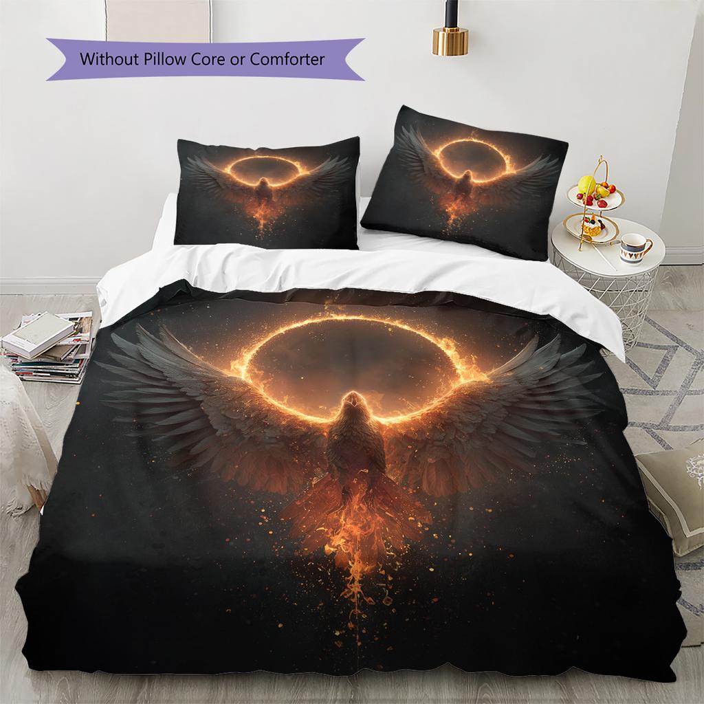 Flame Phoenix  Pattern Bedding Quilt Set Quilt Cover Pillowcase Home Decoration  Gift (1 * duvet cover + 2 * pillowcase, without core)
