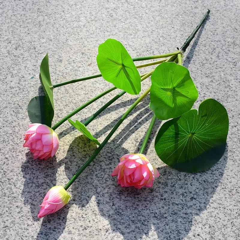 Artificial lotus lotus with lotus leaf Buddhist temple temple offering Buddha decorative flower fake flower plastic flower