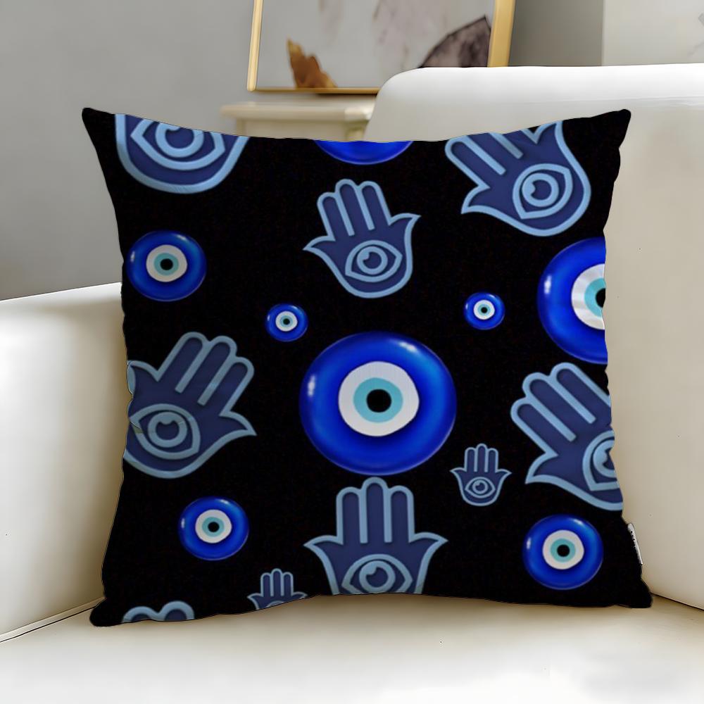 Fashion Eevil Eye Symbolew Cushion Cover Soft  EasyWash Pillow Case  Versatile for Couch Bed Travel and Office