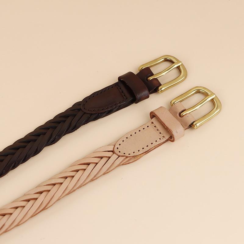 Mary Handmade braided leather belt - italian top grain cowhide women's belt - full grain genuine leather belt