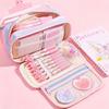 Pastel Butterfly Print Pencil Case, Large Capacity Transparent Stationery Bag with Multi-pockets