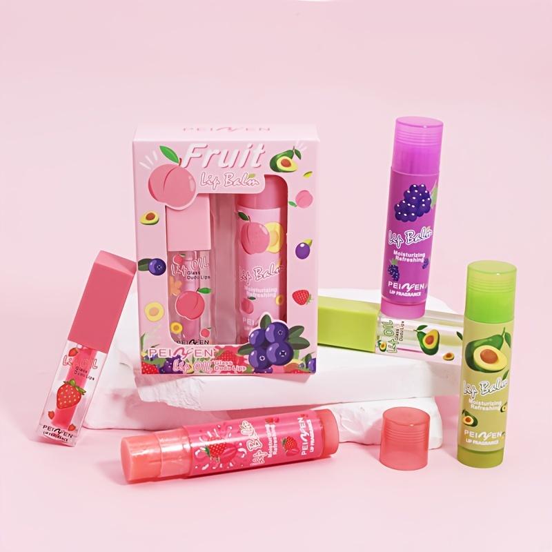 2Pcs/set Day Night Set Moisturizing Lip Balm Lip Gloss Hydrating Moisturizing Anti-Dry Anti Crack Lip Skin Care