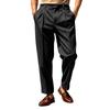 Men's Striped Dress Pants with Elastic Waistband and Button Closure for Business Work