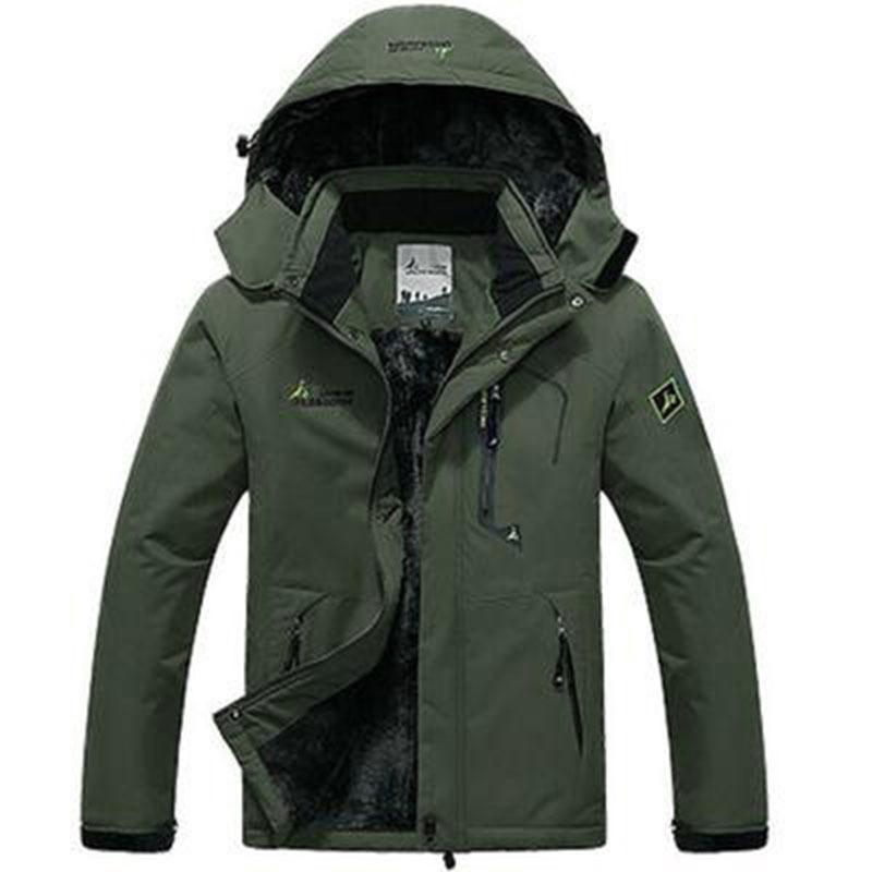 Wish Outdoor Jacket Men's Large Size Plus Velvet Mountaineering Jacket Windproof Jacket Warm Thickened Cotton Jacket for Men
