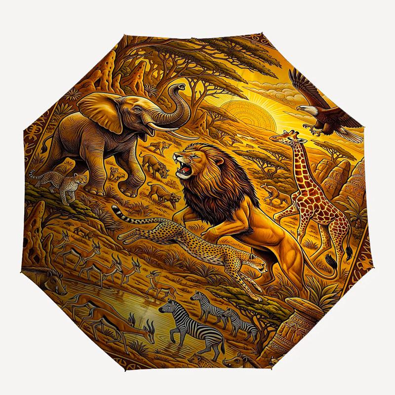 

1PC African savannah animals Umbrella-8-Rib Reinforced, Automatic Open, Lightweight & Durable, Fashion Accessory for Outdoor, Beach L0426