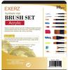 Exerz Acrylic Paint Brush Set 10 Pcs Synthetic Hair Artist Professional Brushes In a Travel for Acrylic Watercolor Gouache Face Paint Case/Perfect &