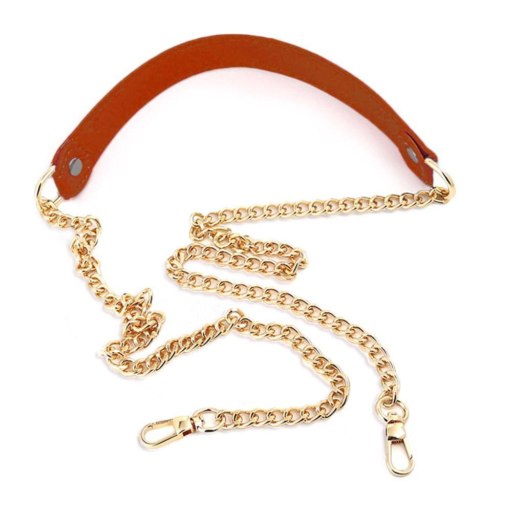 

Bag Accessories Gold Metal Chains Replacement Detachable PU Leather Bag Chains Handbag Belt Shoulder Bag Strap коричневий