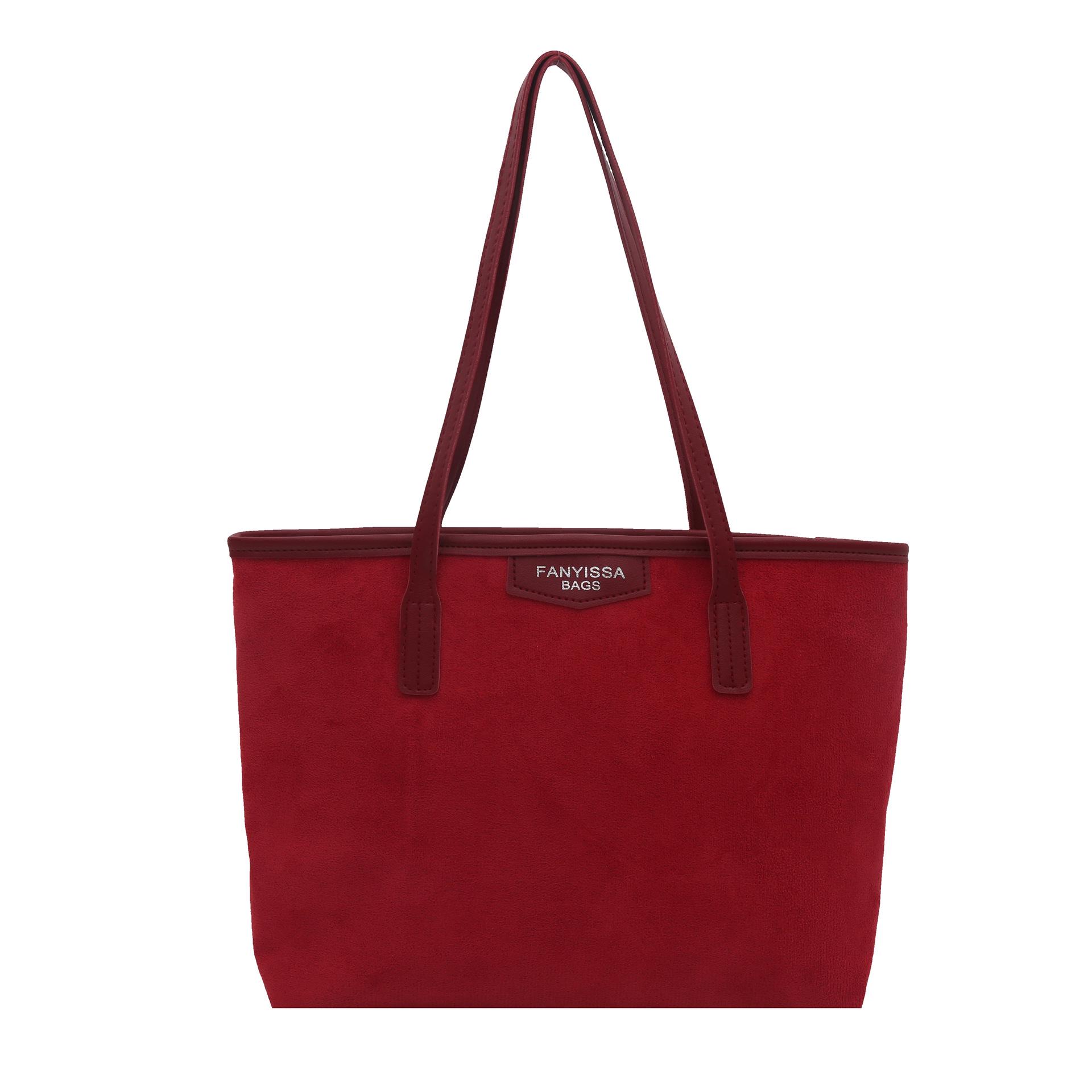 

Vintage Suede Tote Bag: Large Capacity, Solid Color, Casual Commuting Shoulder Bag for Autumn/Winter