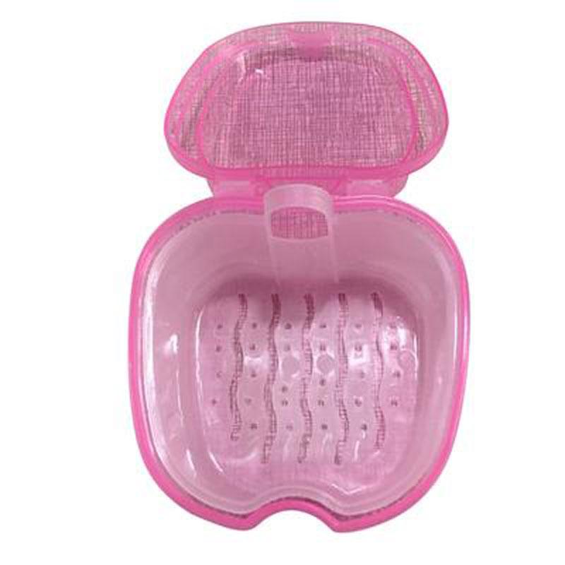 Apple Shape Denture Bath Box Case Dental False Teeth Storage Box With Hanging Net Container