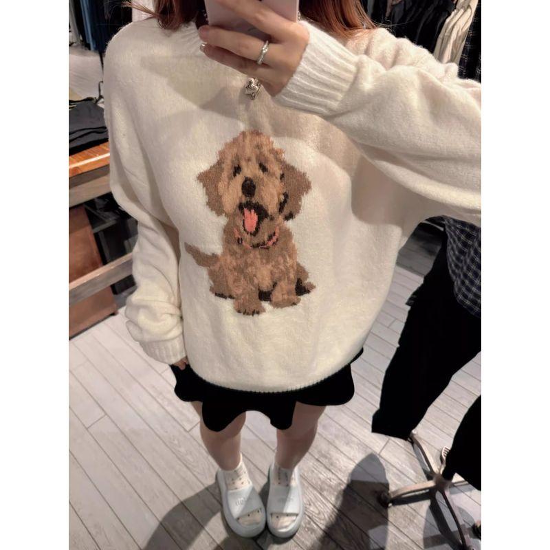 

Веселый и Милый Жаккардовый Стильный Мягкий Клейкий Свитер-Пуловер Beige S([Recommended 37.50 kg-47.50 kg]])